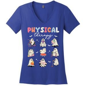 Ghost Physical Therapy Physical Therapist Halloween Groovy Great Gift Women's V-Neck T-Shirt