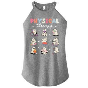 Ghost Physical Therapy Physical Therapist Halloween Groovy Great Gift Women's Perfect Tri Rocker Tank