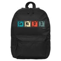 Genius Periodic Table Elements Chemistry Teacher Gift 16 in Basic Backpack