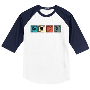 Genius Periodic Table Elements Chemistry Teacher Gift Baseball Sleeve Shirt