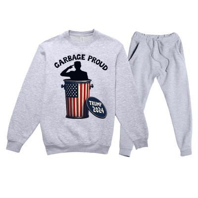 Garbage Proud To Be Garbage Vote Trump Supporters Premium Crewneck Sweatsuit Set