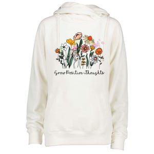 Grow Positive Thoughts Floral Bohemian Style Womens Funnel Neck Pullover Hood