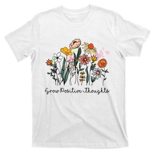 Grow Positive Thoughts Floral Bohemian Style T-Shirt