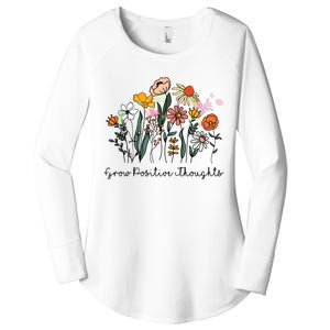 Grow Positive Thoughts Floral Bohemian Style Women's Perfect Tri Tunic Long Sleeve Shirt