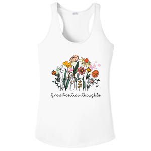 Grow Positive Thoughts Floral Bohemian Style Ladies PosiCharge Competitor Racerback Tank