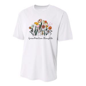 Grow Positive Thoughts Floral Bohemian Style Youth Performance Sprint T-Shirt