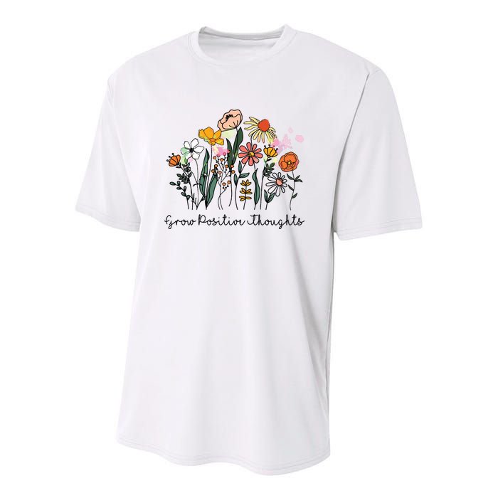 Grow Positive Thoughts Floral Bohemian Style Youth Performance Sprint T-Shirt