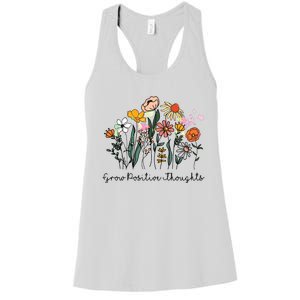 Grow Positive Thoughts Floral Bohemian Style Women's Racerback Tank