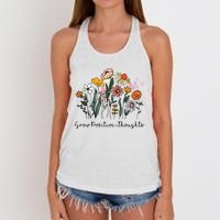 Grow Positive Thoughts Floral Bohemian Style Women's Knotted Racerback Tank