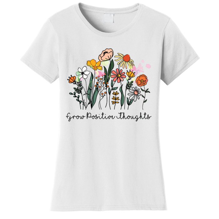 Grow Positive Thoughts Floral Bohemian Style Women's T-Shirt