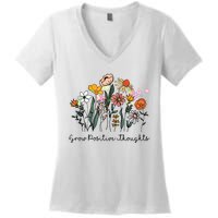 Grow Positive Thoughts Floral Bohemian Style Women's V-Neck T-Shirt