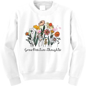 Grow Positive Thoughts Floral Bohemian Style Kids Sweatshirt