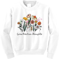 Grow Positive Thoughts Floral Bohemian Style Kids Sweatshirt