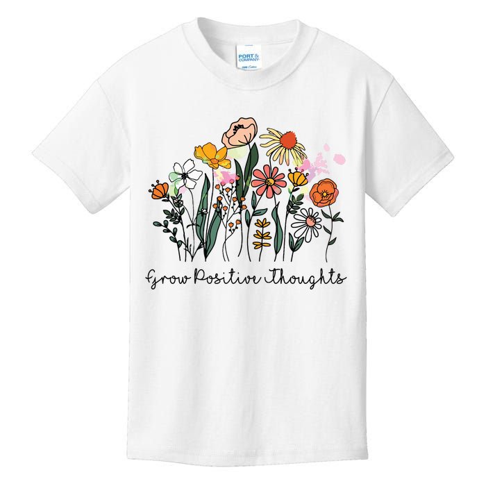 Grow Positive Thoughts Floral Bohemian Style Kids T-Shirt