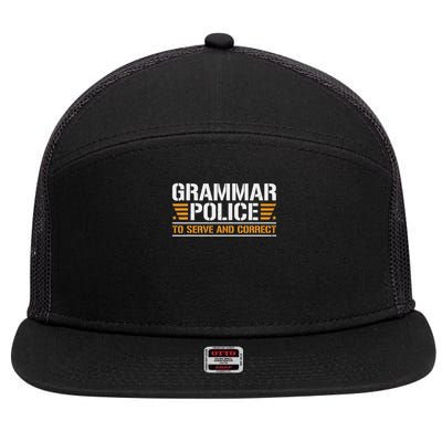 Grammar Police To Serve And Correct, Teachers Grammar 7 Panel Mesh Trucker Snapback Hat