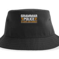 Grammar Police To Serve And Correct, Teachers Grammar Sustainable Bucket Hat