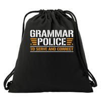 Grammar Police To Serve And Correct, Teachers Grammar Drawstring Bag