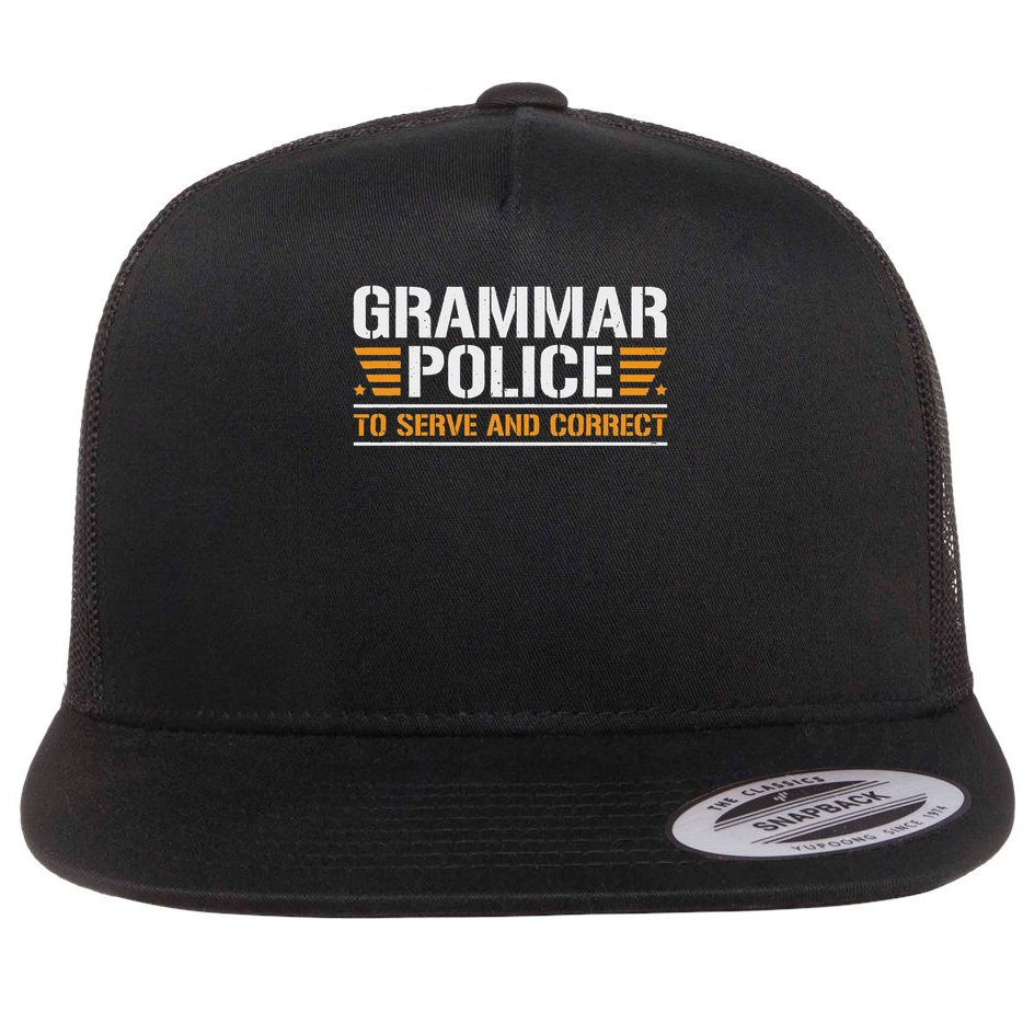 Grammar Police To Serve And Correct, Teachers Grammar Flatbill Hat