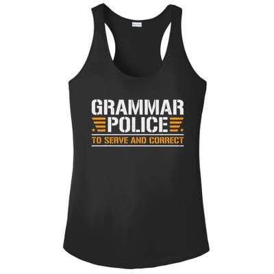 Grammar Police To Serve And Correct, Teachers Grammar Ladies PosiCharge Competitor Racerback Tank