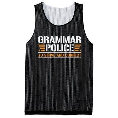 Grammar Police To Serve And Correct, Teachers Grammar Mesh Reversible Basketball Jersey Tank