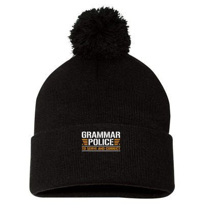 Grammar Police To Serve And Correct, Teachers Grammar Pom Pom 12in Knit Beanie