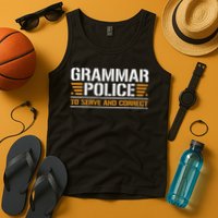 Grammar Police To Serve And Correct, Teachers Grammar Tank Top