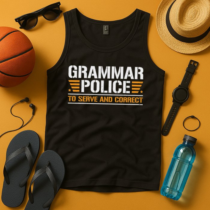Grammar Police To Serve And Correct, Teachers Grammar Tank Top