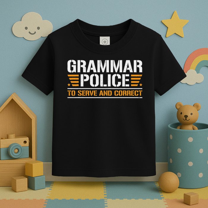 Grammar Police To Serve And Correct, Teachers Grammar Toddler T-Shirt