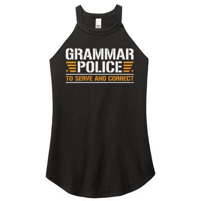 Grammar Police To Serve And Correct, Teachers Grammar Women's Perfect Tri Rocker Tank