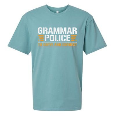 Grammar Police To Serve And Correct, Teachers Grammar Sueded Cloud Jersey T-Shirt