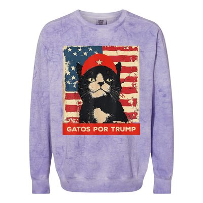 Gatos Por Trump Spanish Funny Cat Political Support Colorblast Crewneck Sweatshirt