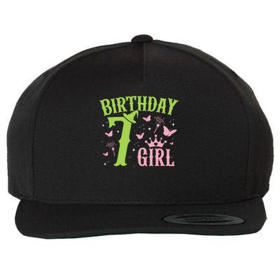 Green Pink Theme 7 Year Old Birthday Girl Witch Party Bday  Wool Snapback Cap