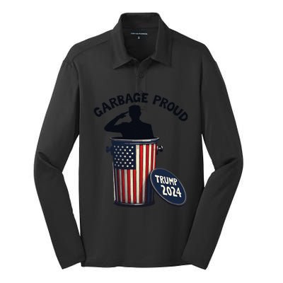 Garbage Proud To Be Garbage Vote Trump Supporters Silk Touch Performance Long Sleeve Polo