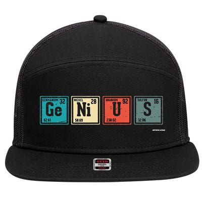 Genius Periodic Table Elements Chemistry Teacher Gift 7 Panel Mesh Trucker Snapback Hat