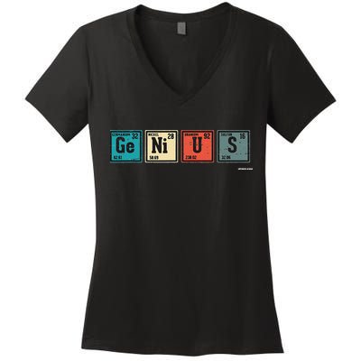 Genius Periodic Table Elements Chemistry Teacher Gift Women's V-Neck T-Shirt