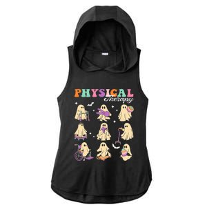 Ghost Physical Therapy Physical Therapist Halloween Groovy Ladies PosiCharge Tri-Blend Wicking Draft Hoodie Tank