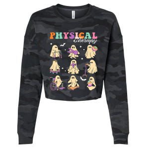 Ghost Physical Therapy Physical Therapist Halloween Groovy Cropped Pullover Crew