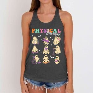 Ghost Physical Therapy Physical Therapist Halloween Groovy Women's Knotted Racerback Tank