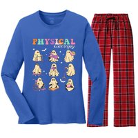 Ghost Physical Therapy Physical Therapist Halloween Groovy Women's Long Sleeve Flannel Pajama Set 