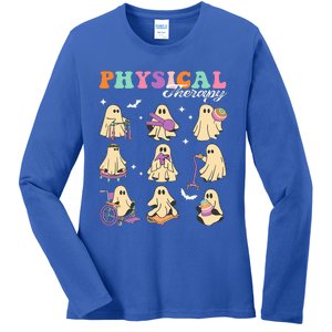 Ghost Physical Therapy Physical Therapist Halloween Groovy Ladies Long Sleeve Shirt