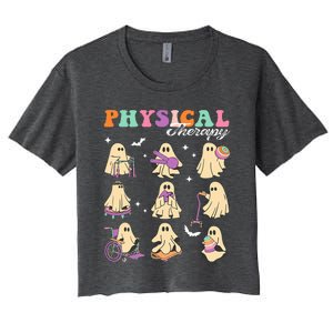 Ghost Physical Therapy Physical Therapist Halloween Groovy Women's Crop Top Tee