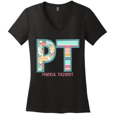 Groovy Physical Therapy PT Physical Therapist Back To School Women's V-Neck T-Shirt