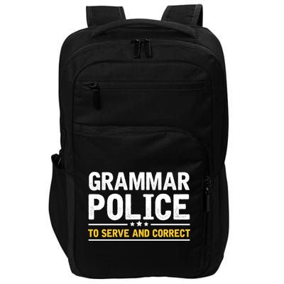 Grammar Police To Serve And Correct Funny Costume Idea Gift Impact Tech Backpack