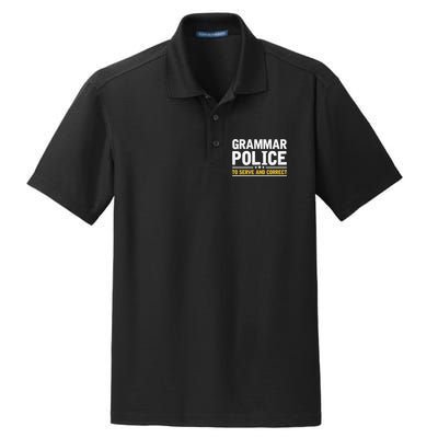 Grammar Police To Serve And Correct Funny Costume Idea Gift Dry Zone Grid Polo