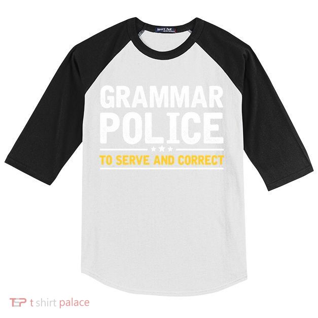 Grammar Police To Serve And Correct Funny Costume Idea Gift Kids Colorblock Raglan Jersey