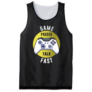 Game Paused Talk Fast Funny Video Game Player Gaming Quote Gift Mesh Reversible Basketball Jersey Tank