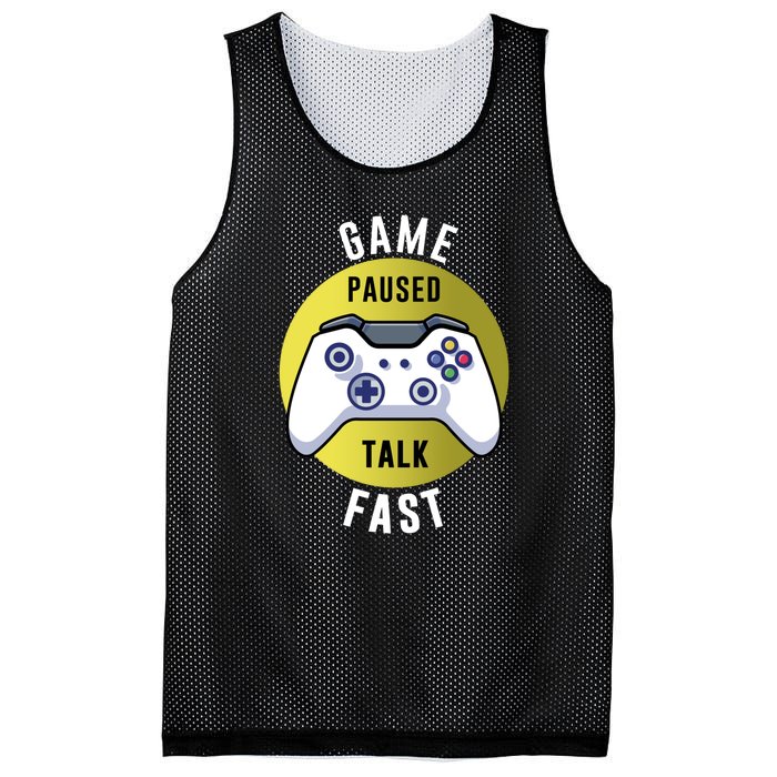 Game Paused Talk Fast Funny Video Game Player Gaming Quote Gift Mesh Reversible Basketball Jersey Tank