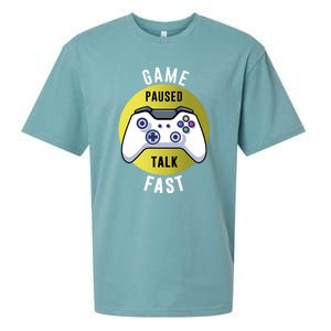 Game Paused Talk Fast Funny Video Game Player Gaming Quote Gift Sueded Cloud Jersey T-Shirt