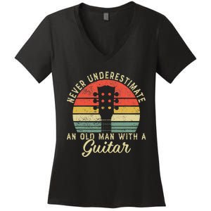 Guitar Player Teacher Funny Acoustic Guitar Lover Musician Women's V-Neck T-Shirt