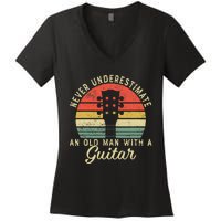 Guitar Player Teacher Funny Acoustic Guitar Lover Musician Women's V-Neck T-Shirt